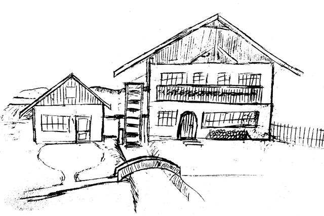 Wie mag sie wohl ausgesehen haben, die ehemals kurfürstliche Mühle in Seeshaupt am Starnberger See. Wenn ich besser zeichnen können würde …