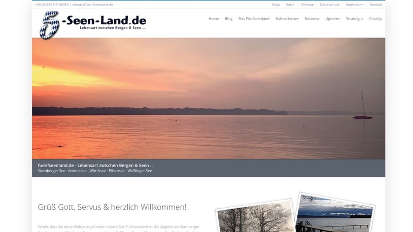 Nach dem Redesign in neuem Gesicht: die fuenfseenland.de-Webseite